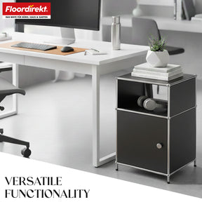 Metal shelving unit | Concept Epure MK-040 | 3-tier storage shelving unit with door & shelves | Available in several colours