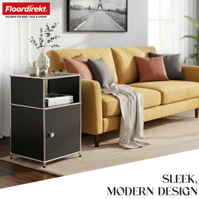 Metal shelving unit | Concept Epure MK-040 | 3-tier storage shelving unit with door & shelves | Available in several colours