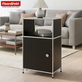 Metal shelving unit | Concept Epure MK-040 | 3-tier storage shelving unit with door & shelves | Available in several colours