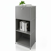 Metal shelving unit | Concept Epure MK-107 | 4-tier storage shelving unit with lockable compartment & shelves | Available in various colours