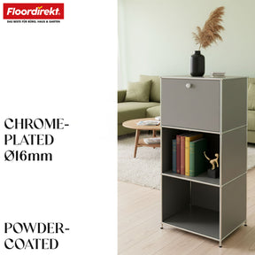 Metal shelving unit | Concept Epure MK-107 | 4-tier storage shelving unit with lockable compartment & shelves | Available in various colours