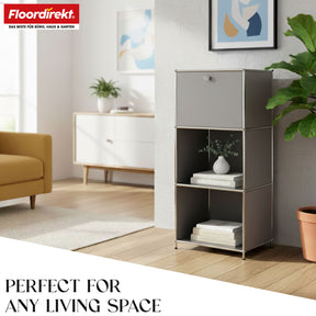 Metal shelving unit | Concept Epure MK-107 | 4-tier storage shelving unit with lockable compartment & shelves | Available in various colours