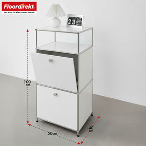 Metal shelving unit | Concept Epure MK-120 | Storage shelving unit with lockable compartments, open compartment and shelf | Available in several colours