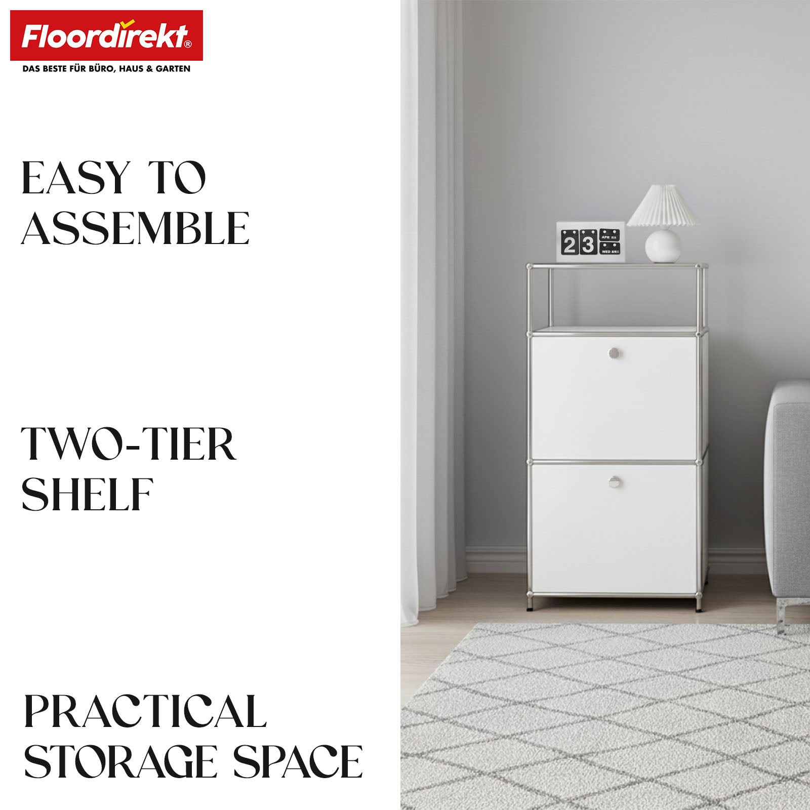 Metal shelving unit | Concept Epure MK-120 | Storage shelving unit with lockable compartments, open compartment and shelf | Available in several colours