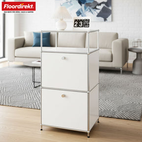 Metal shelving unit | Concept Epure MK-120 | Storage shelving unit with lockable compartments, open compartment and shelf | Available in several colours