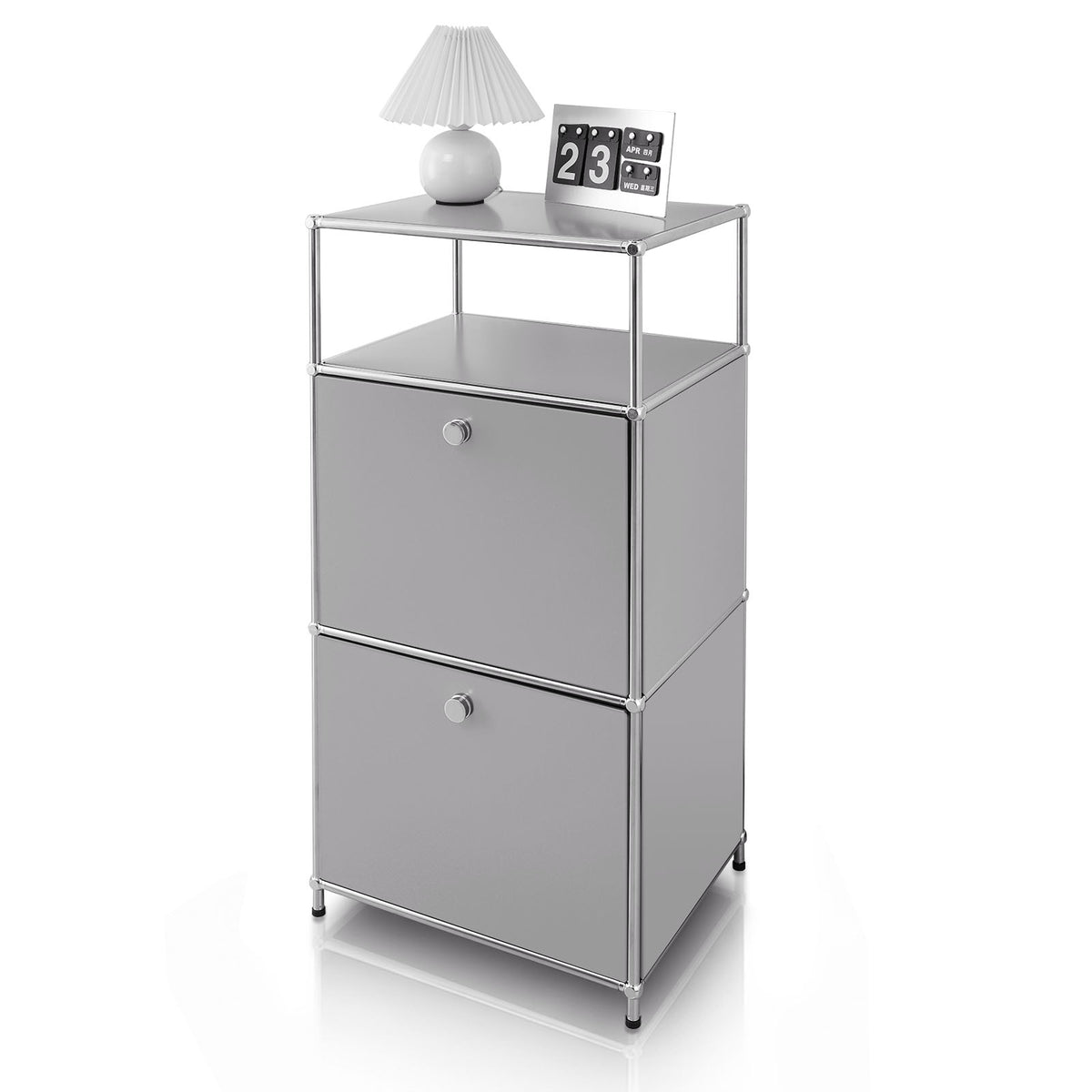 Metal shelving unit | Concept Epure MK-120 | Storage shelving unit with lockable compartments, open compartment and shelf | Available in several colours