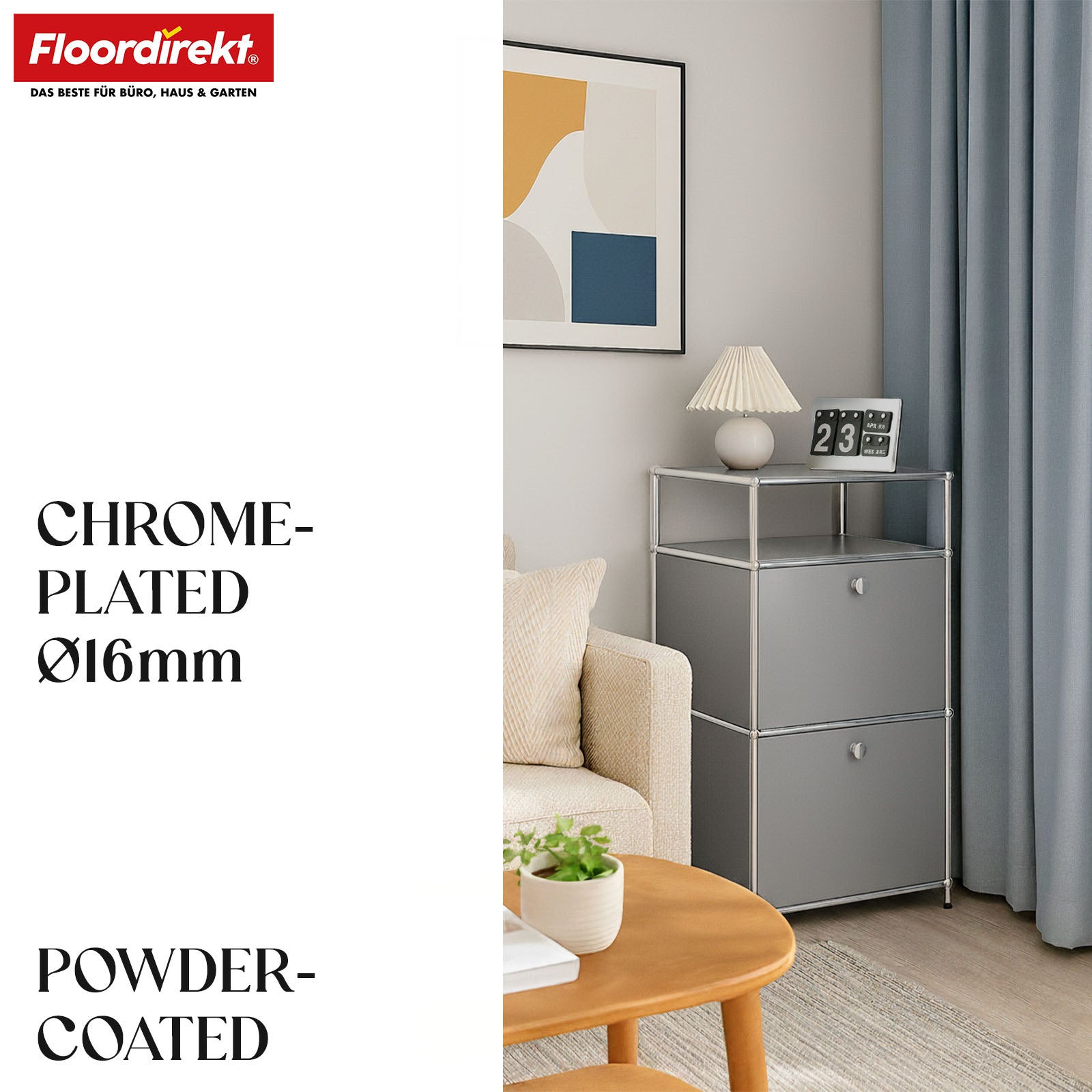 Metal shelving unit | Concept Epure MK-120 | Storage shelving unit with lockable compartments, open compartment and shelf | Available in several colours