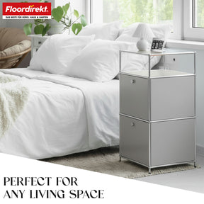 Metal shelving unit | Concept Epure MK-120 | Storage shelving unit with lockable compartments, open compartment and shelf | Available in several colours