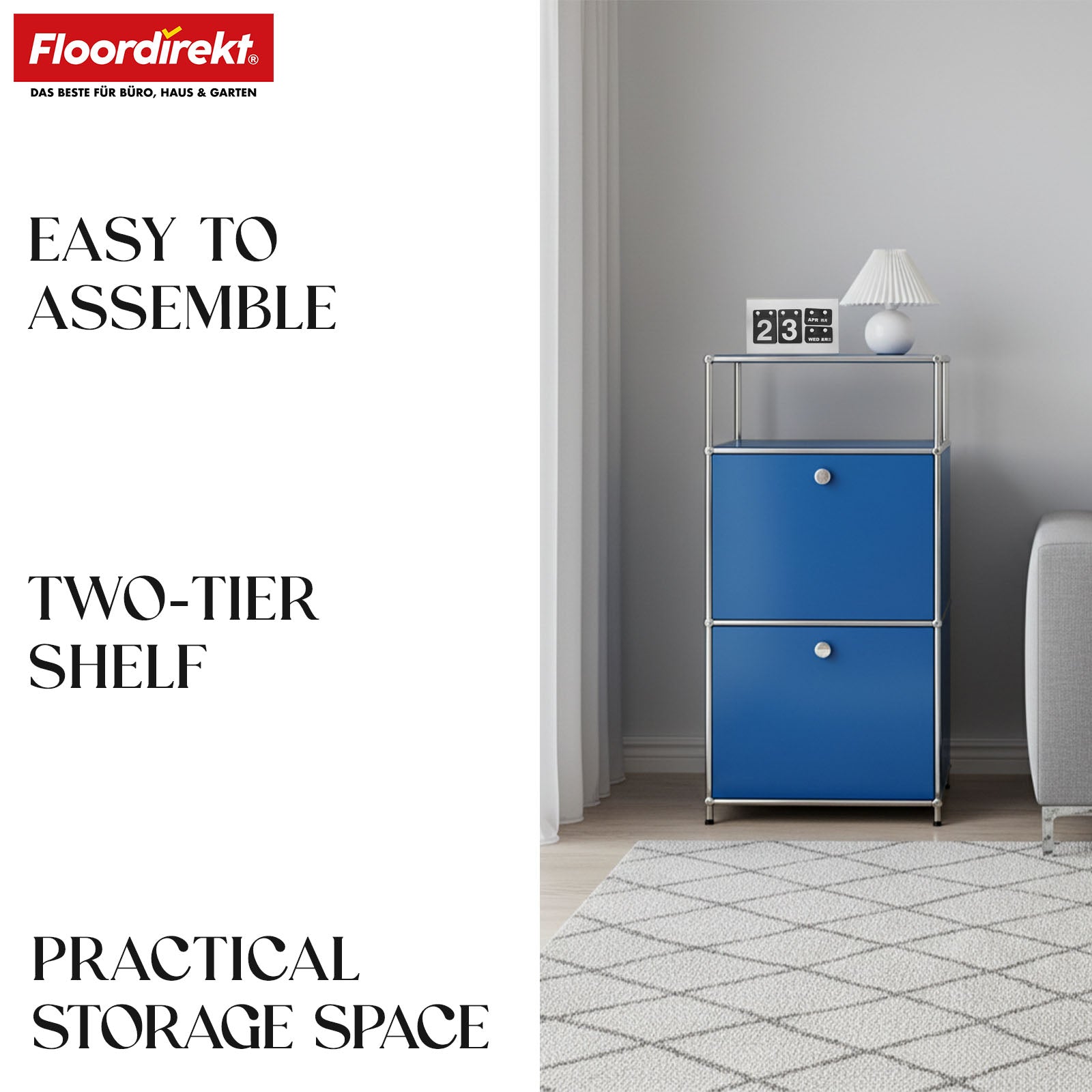 Metal shelving unit | Concept Epure MK-120 | Storage shelving unit with lockable compartments, open compartment and shelf | Available in several colours