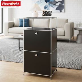 Metal shelving unit | Concept Epure MK-120 | Storage shelving unit with lockable compartments, open compartment and shelf | Available in several colours