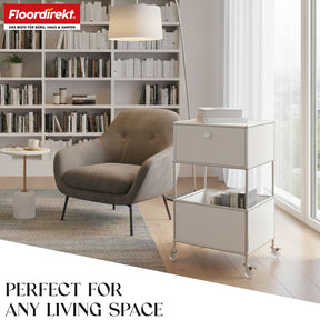 Metal shelving unit | Concept Epure MK-145 | 3-tier rolling container with drawer & shelves | Available in several colours