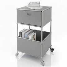 Metal shelving unit | Concept Epure MK-145 | 3-tier rolling container with drawer & shelves | Available in several colours