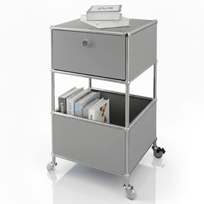 Metal shelving unit | Concept Epure MK-145 | 3-tier rolling container with drawer & shelves | Available in several colours