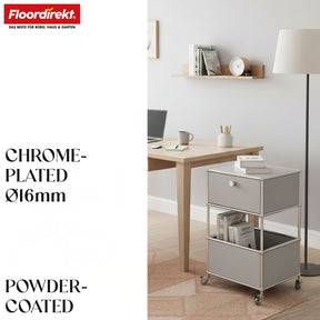 Metal shelving unit | Concept Epure MK-145 | 3-tier rolling container with drawer & shelves | Available in several colours