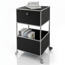 Metal shelving unit | Concept Epure MK-145 | 3-tier rolling container with drawer & shelves | Available in several colours