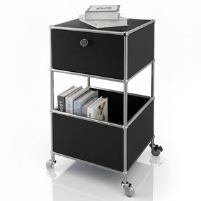 Metal shelving unit | Concept Epure MK-145 | 3-tier rolling container with drawer & shelves | Available in several colours