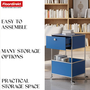 Metal shelving unit | Concept Epure MK-145 | 3-tier rolling container with drawer & shelves | Available in several colours