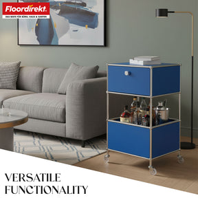 Metal shelving unit | Concept Epure MK-145 | 3-tier rolling container with drawer & shelves | Available in several colours