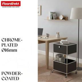 Metal shelving unit | Concept Epure MK-145 | 3-tier rolling container with drawer & shelves | Available in several colours