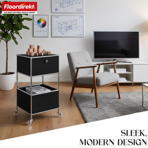 Metal shelving unit | Concept Epure MK-145 | 3-tier rolling container with drawer & shelves | Available in several colours