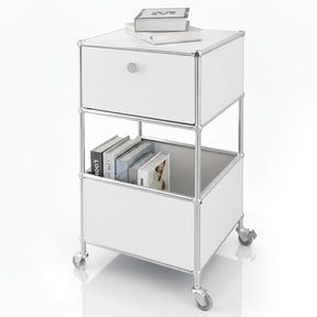 Metal shelving unit | Concept Epure MK-145 | 3-tier rolling container with drawer & shelves | Available in several colours