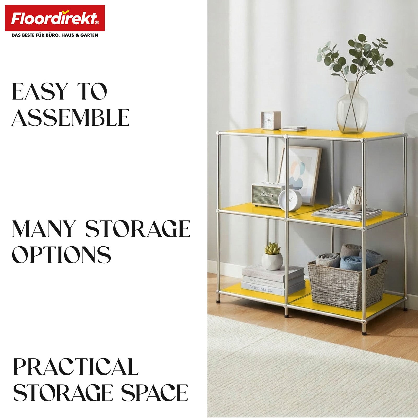 Metal shelving unit | Concept Epure MK-027 | Open 3-tier sideboard & storage shelf | Available in several colours