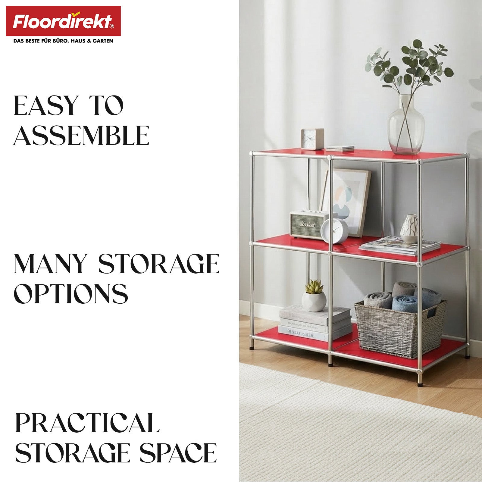 Metal shelving unit | Concept Epure MK-027 | Open 3-tier sideboard & storage shelf | Available in several colours