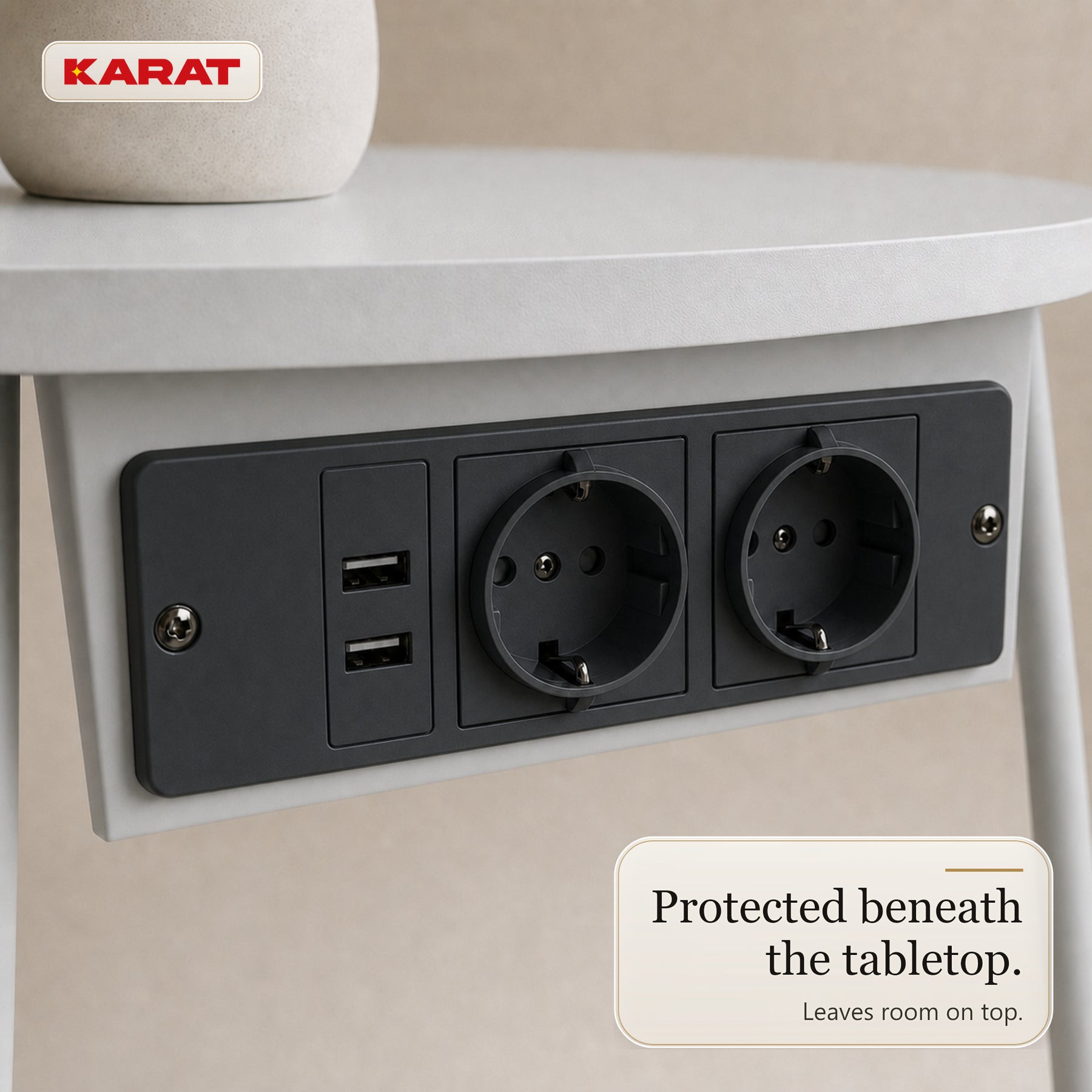 Side Table | Dario | Round Coffee Table with 2 Power Sockets, 2 USB-A & Storage Basket | Ø 45 cm | 4 Colours