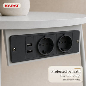 Side Table | Dario | Round Coffee Table with 2 Power Sockets, 2 USB-A & Storage Basket | Ø 45 cm | 4 Colours
