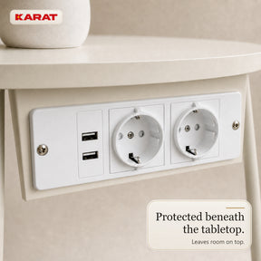 Side Table | Dario | Round Coffee Table with 2 Power Sockets, 2 USB-A & Storage Basket | Ø 45 cm | 4 Colours