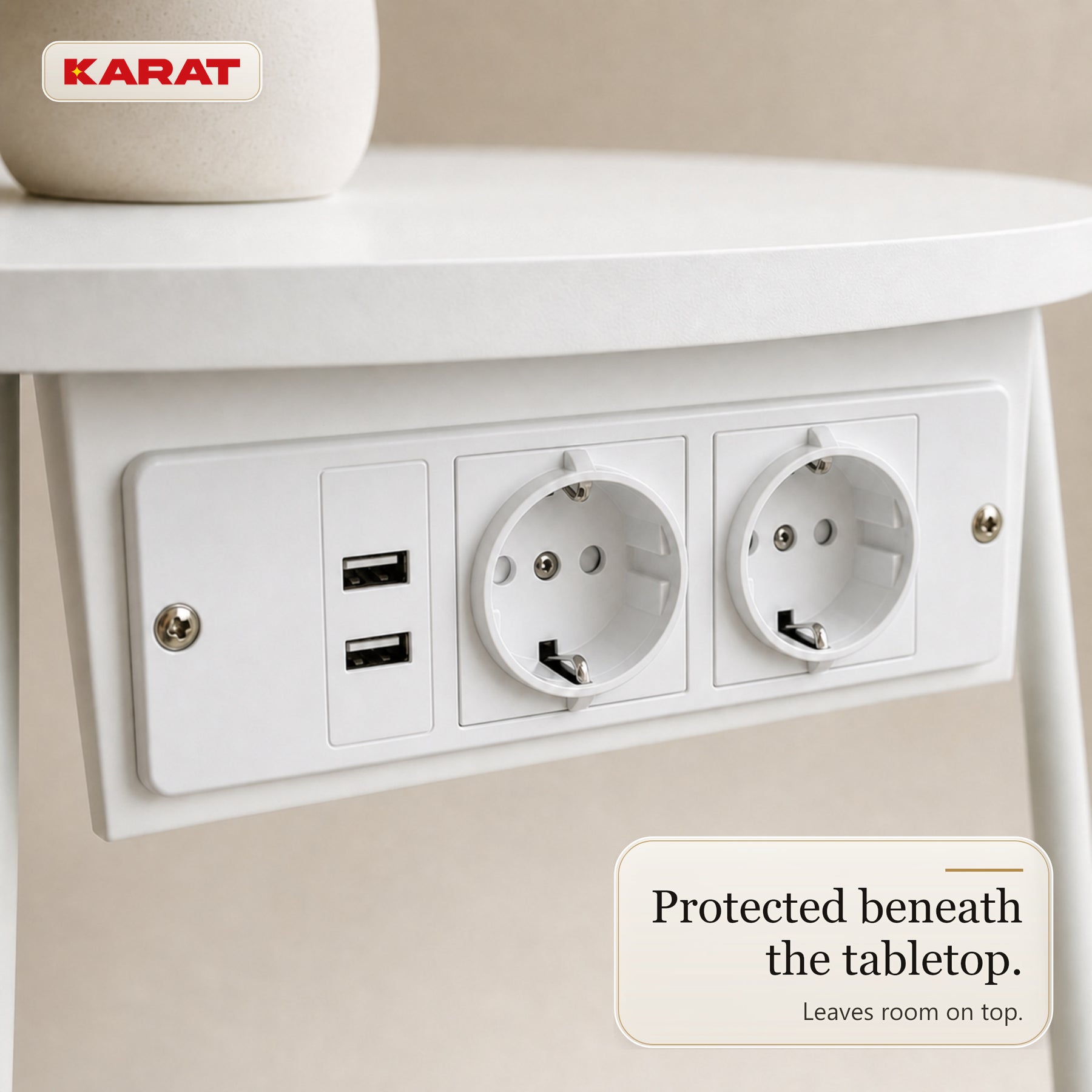 Side Table | Dario | Round Coffee Table with 2 Power Sockets, 2 USB-A & Storage Basket | Ø 45 cm | 4 Colours