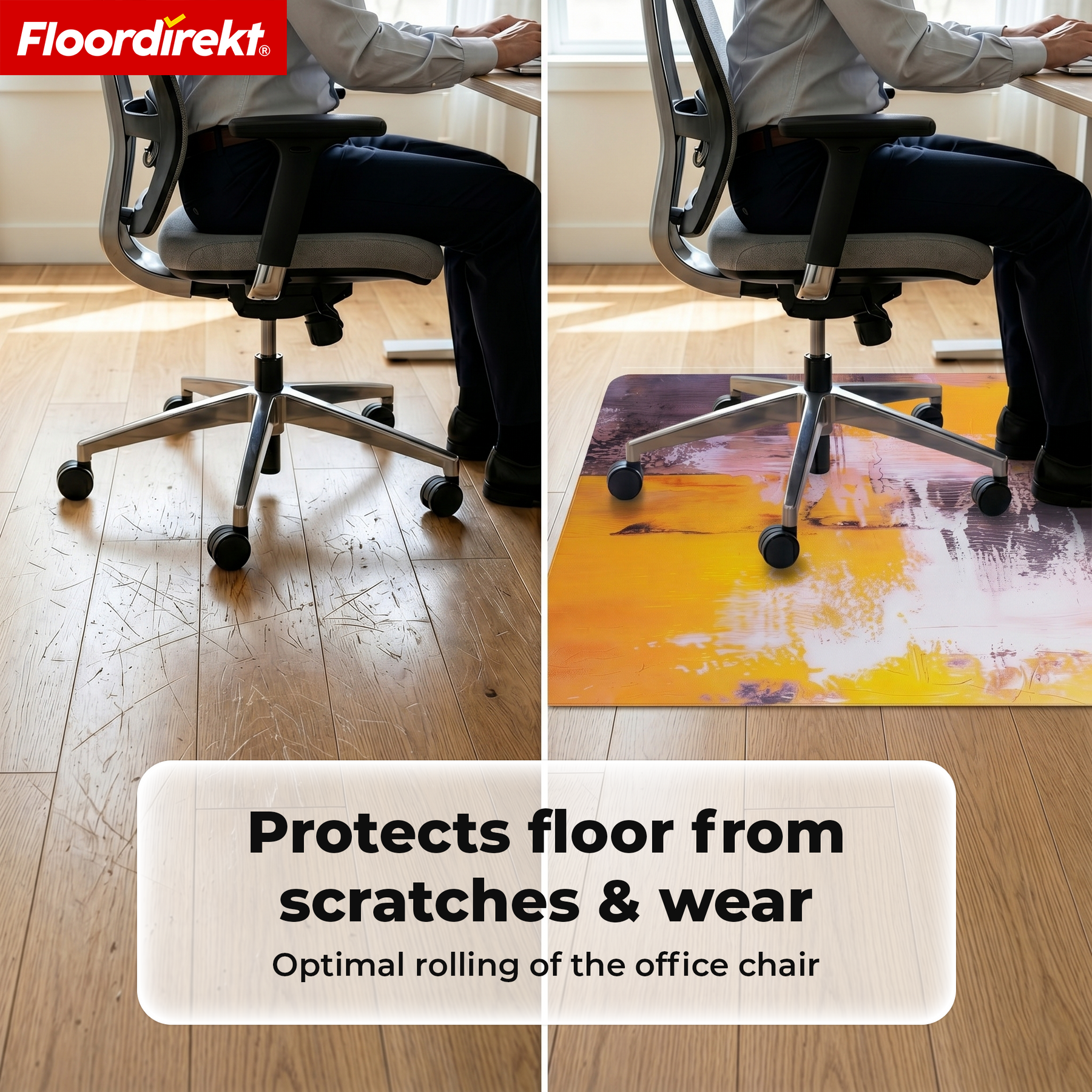 Design Floor Protection Mat | Durable Office Chair Mat Made of Special PVC for Office & Home Office | 80 x 118 cm