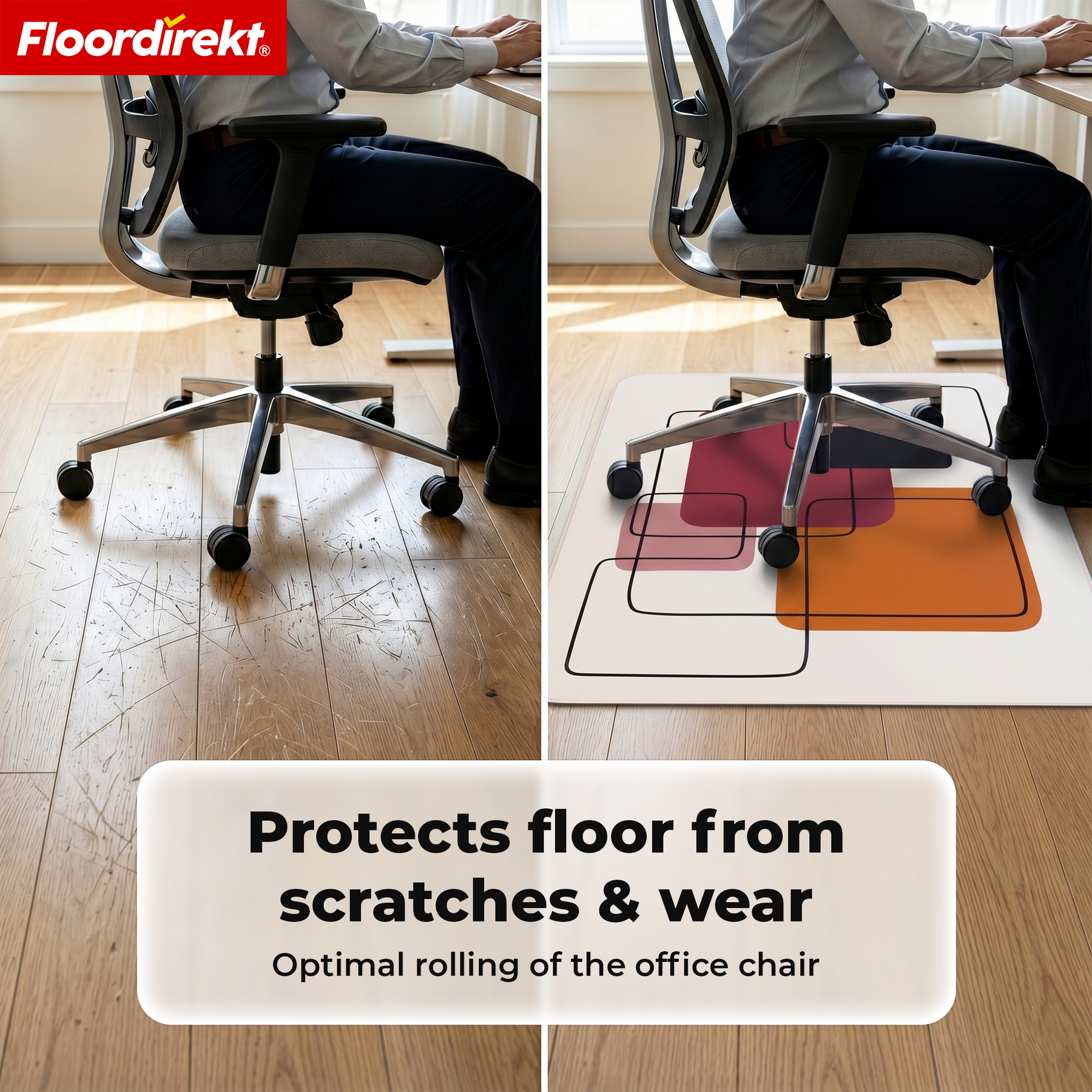 Design Floor Protection Mat | Durable Office Chair Mat Made of Special PVC for Office & Home Office | 80 x 118 cm