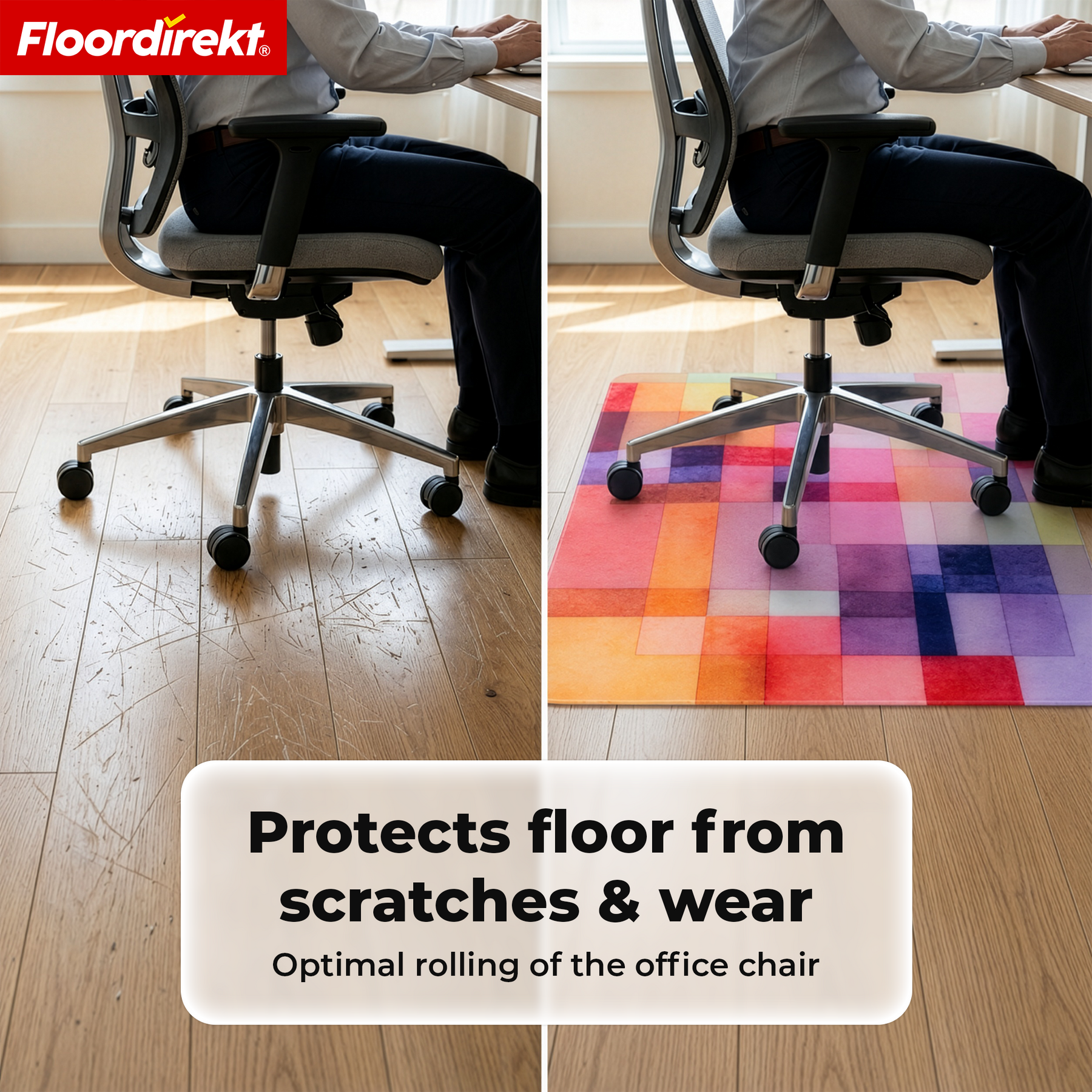 Design Floor Protection Mat | Durable Office Chair Mat Made of Special PVC for Office & Home Office | 80 x 118 cm