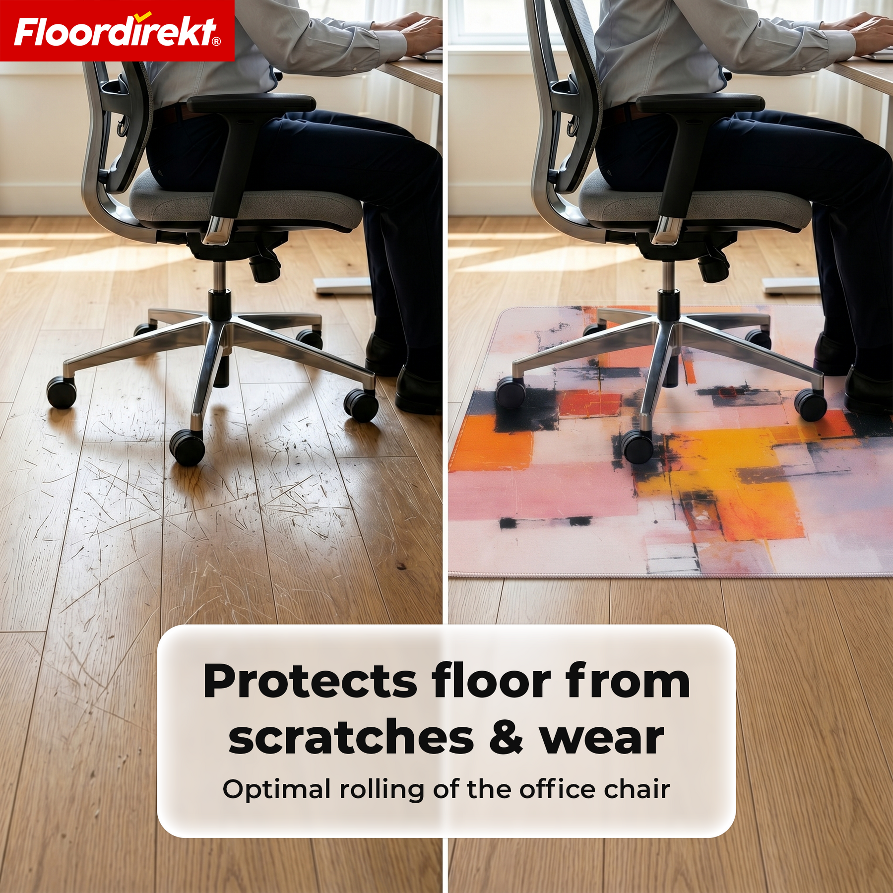 Design Floor Protection Mat | Durable Office Chair Mat Made of Special PVC for Office & Home Office | 80 x 118 cm