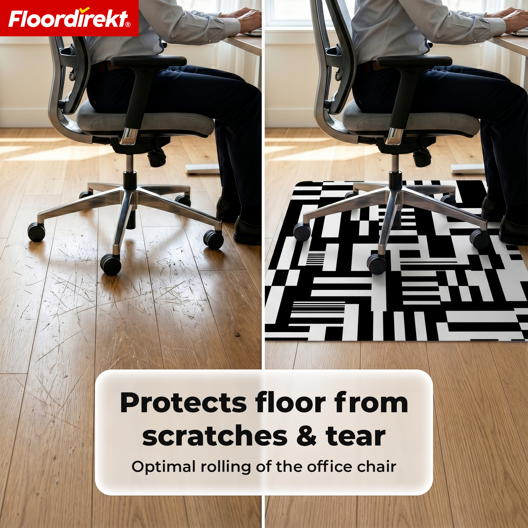 Design Floor Protection Mat | Durable Office Chair Mat Made of Special PVC for Office & Home Office | 80 x 118 cm