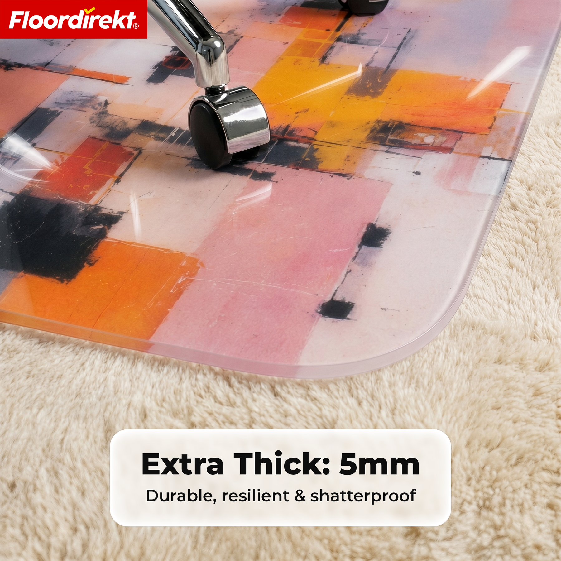 Design Floor Protection Mat | Durable Office Chair Mat Made of Special PVC for Office & Home Office | 80 x 118 cm