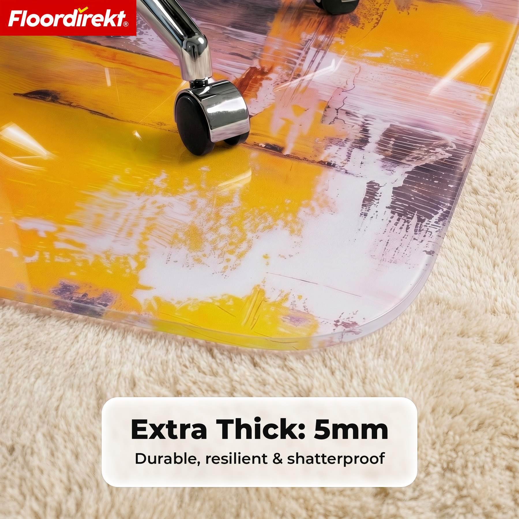 Design Floor Protection Mat | Durable Office Chair Mat Made of Special PVC for Office & Home Office | 80 x 118 cm