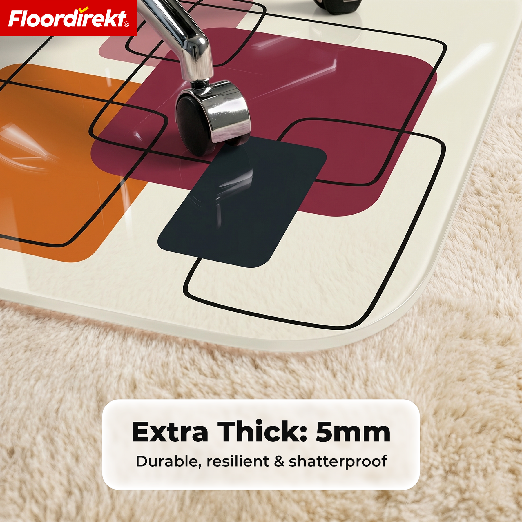 Design Floor Protection Mat | Durable Office Chair Mat Made of Special PVC for Office & Home Office | 80 x 118 cm