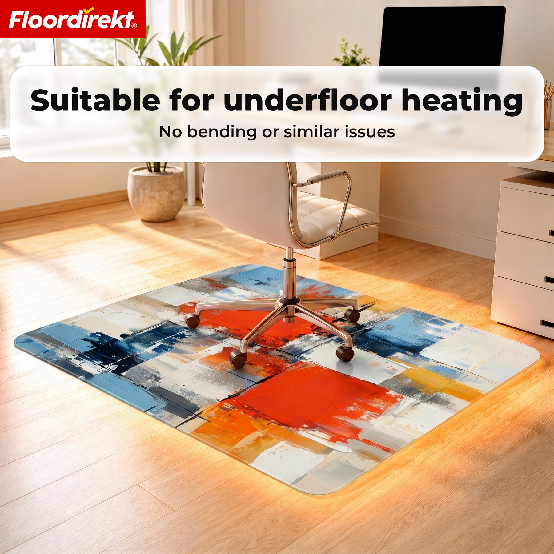 Design Floor Protection Mat | Durable Office Chair Mat Made of Special PVC for Office & Home Office | 80 x 118 cm