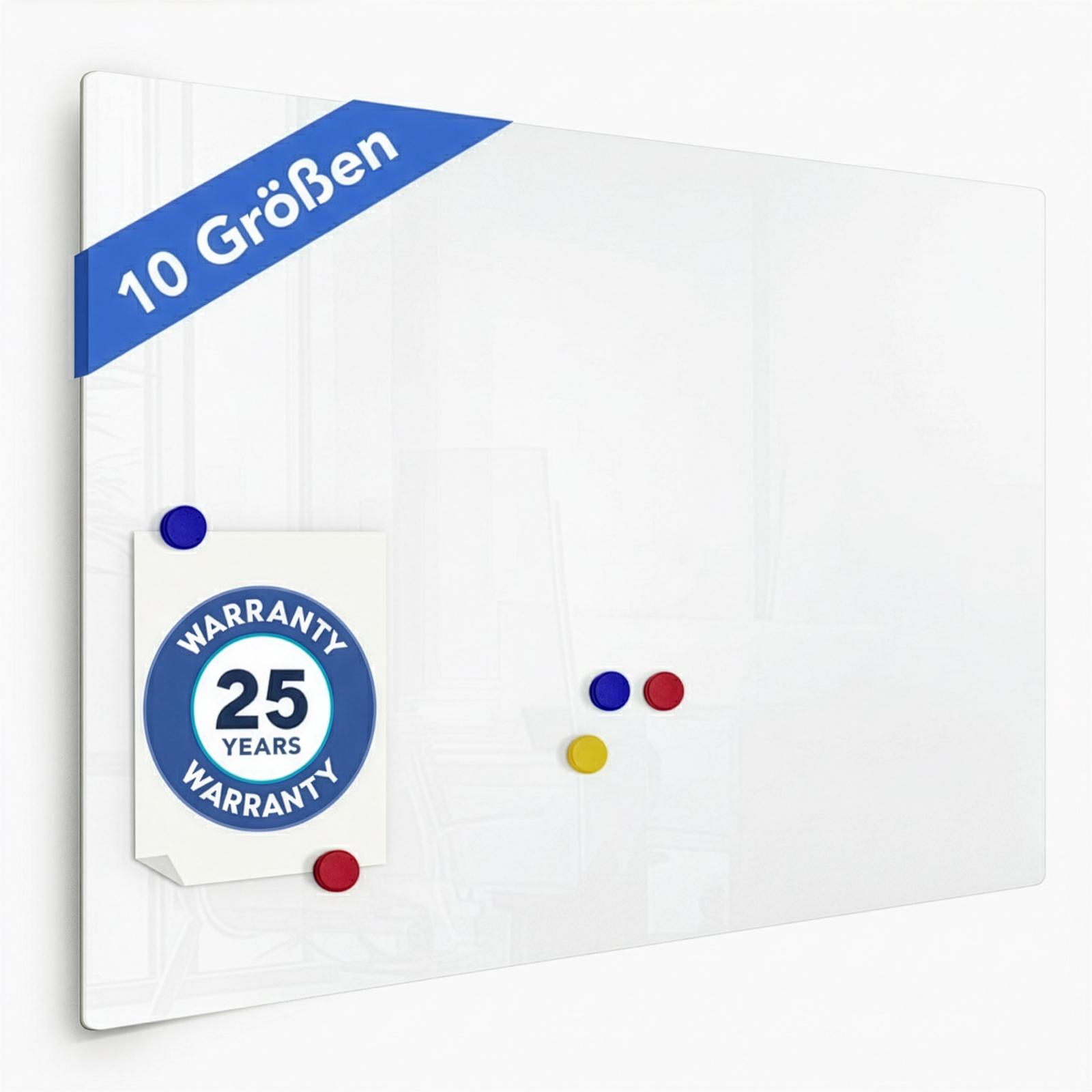 Glass Board | Pearlwhite  | Safety Glass Memo Board | Frameless | For Home and Office Use