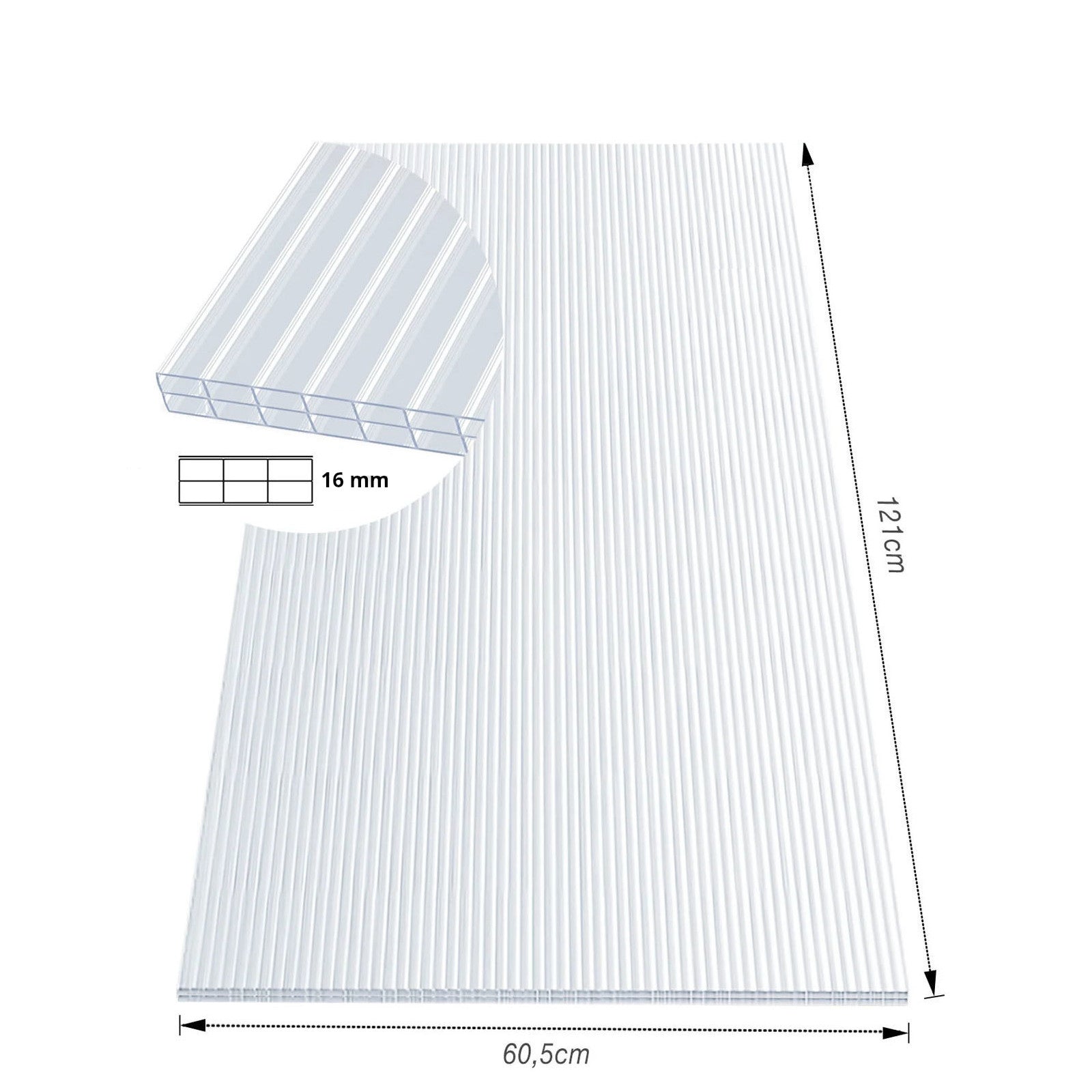 Twinwall Sheet | 60.5 x 121 cm | Polycarbonate | For Greenhouses & Roofing