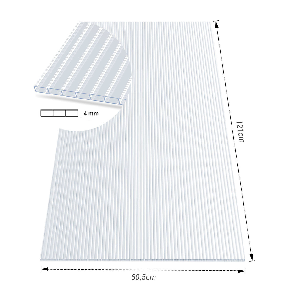 Twinwall Sheet | 60.5 x 121 cm | Polycarbonate | For Greenhouses & Roofing