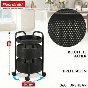 Rolling Cart | Henry | Steel Kitchen Trolley with Wheels | Serving Cart | 3 or 5 Tiers | White & Black