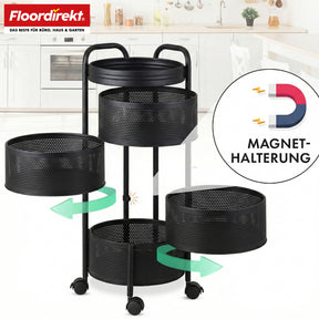 Rolling Cart | Henry | Steel Kitchen Trolley with Wheels | Serving Cart | 3 or 5 Tiers | White & Black