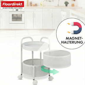 Rolling Cart | Henry | Steel Kitchen Trolley with Wheels | Serving Cart | 3 or 5 Tiers | White & Black