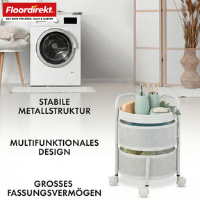 Rolling Cart | Henry | Steel Kitchen Trolley with Wheels | Serving Cart | 3 or 5 Tiers | White & Black