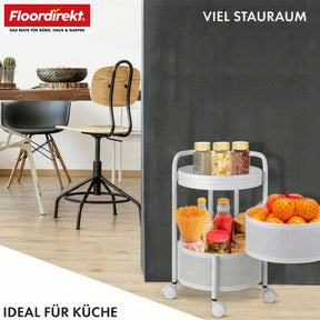 Rolling Cart | Henry | Steel Kitchen Trolley with Wheels | Serving Cart | 3 or 5 Tiers | White & Black