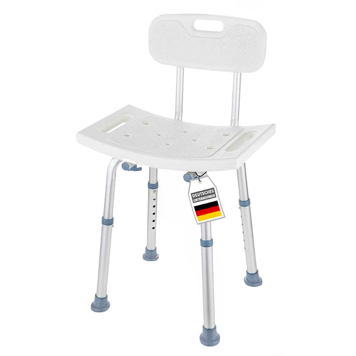 Shower Stool | Jonah | Height-Adjustable Bathroom Stool with Backrest up to 150 kg