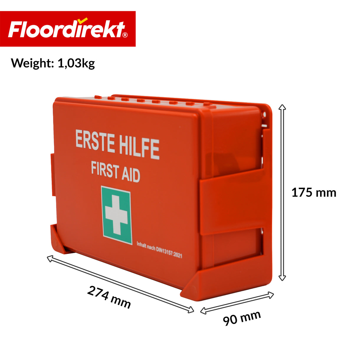 First Aid Kit | DIN 13157:2021 | First Aid Box with Wall Mount & ISO Stickers